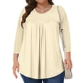 thumbnail image 1 of YLHFASHION T-Shirts Décontractés pour Femmes Grande Taille à Manches 3/4 Col Rond Mignons Tuniques Hauts T-Shirts Basiques Blouses Tee de Travail Business Haut Ventes Aujourd'hui Liquidation T-shirt à Manches Longues pour Femmes, 1 of 5