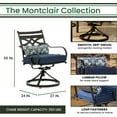 thumbnail image 3 of Hanover Montclair 3-Piece All-Weather Outdoor Patio Bistro Dining Set, 2 Swivel Rocker Chairs with Comfortable Seat and Lumbar Cushions, 27" Square Stamped Rectangle Table, MCLRDN3PCSW2-NVY, 3 of 10