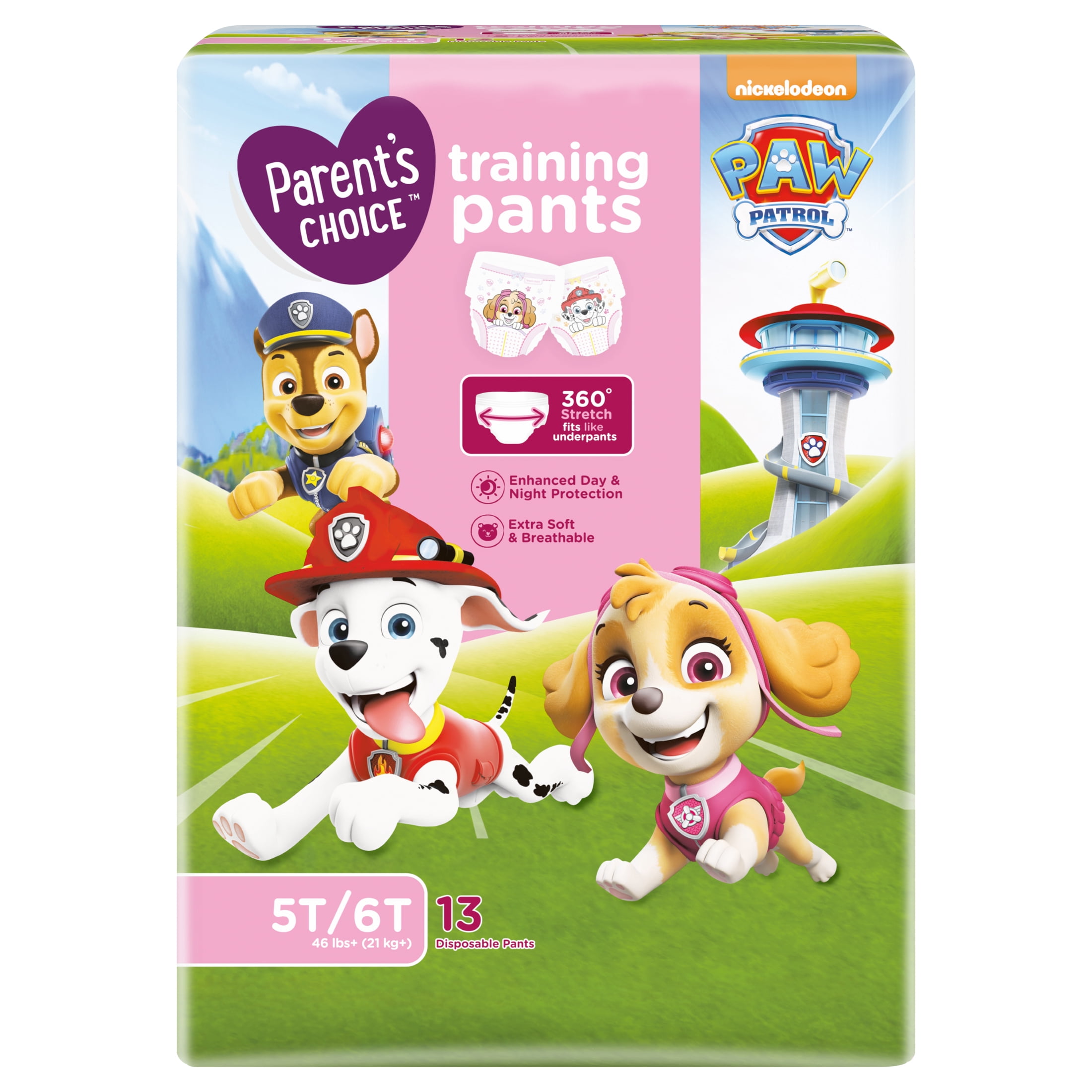 (4 pack) Parent's Choice Paw Patrol Training Pants for Girls, 5T/6T, 13 Count (Select For More Options)
