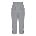 thumbnail image 3 of Fnooota Womens Capri Pants with Pockets, Summer Work Solid Color Casual Womens Capris Gray Size 2XL, 3 of 6