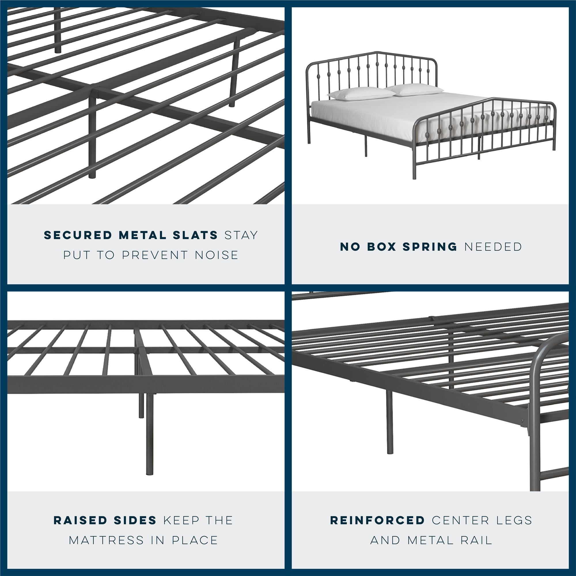 Novogratz Bushwick Metal Bed, King, Gunmetal Gray