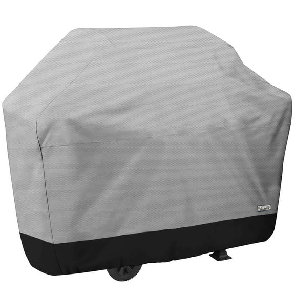 NEH Premium Waterproof Barbeque BBQ Grill Cover - Large 64" Length (64"L x 24"Dx 46"H) - Breathable Material, Sunray Protected, and Weather Resistant Storage Cover - Gray with Black Hem