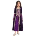 thumbnail image 5 of Aislor Kids Girls Vintage Renaissance Medieval Costume Velvet Princess Maxi Dress 4-16 A Purple 8, 5 of 7