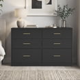 thumbnail image 4 of LEDREM 6-Drawer Bedroom Dresser, Wood Storage Cabinet with Easy Pull Out Handles, Anti-Tip Storage Cabinet, Rectangle TV Console for Closet, Hallway, Living Room & Dressing Room, Black, 4 of 7