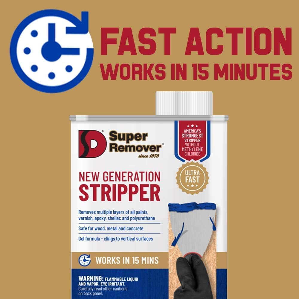 Paint Stripper (Quart - 32oz) Super Remover New Generation - Safe for Wood,  Metal, Concrete & All Type of Paints