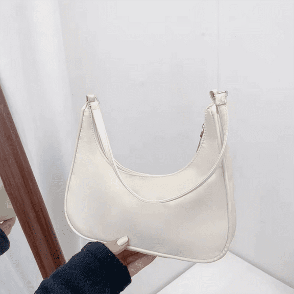 Women's Solid Crescent Shoulder Handbag