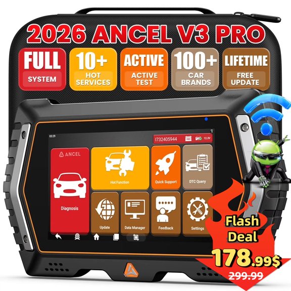 ANCEL V3 PRO OBD2 Scanner Bidirectional & Active Test Car Diagnostic Tool, Full System Scan Tool Code Reader with 10 Resets, WI-FI Lifetime Free Update