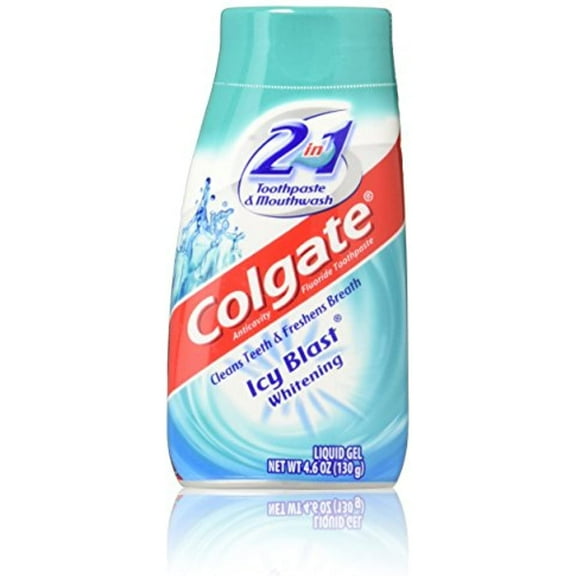 Colgate 2 In 1 Toothpaste & Mouthwash, Icy Blast Whitening, Liquid Gel, 3 Pack 4.6 Oz Each