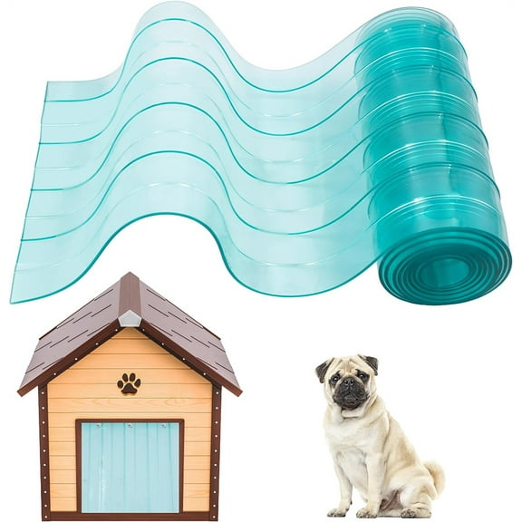 Dog Door Replacement Flaps, Duslogis Doggie Door Replacement Strips, Plastic Strip for DIY Doghouse or Cat Door, Doghouse or Kennel Door Flap, Transparent Dog House Door Flap, 11.8 in x 4.9 ft