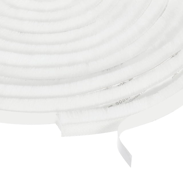 Sellos de cepillo adhesivos para aislamiento de clima 3/8" x 3/8" x 49 pies para puertas corredizas, ventanas y armarios, color blanco