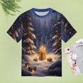 thumbnail image 4 of Christmas Snowman Snow House T Shirts Basic T-Shirt Short Sleeve Ladies Tee Shirt Summer Graphic Clothing, 4 of 6