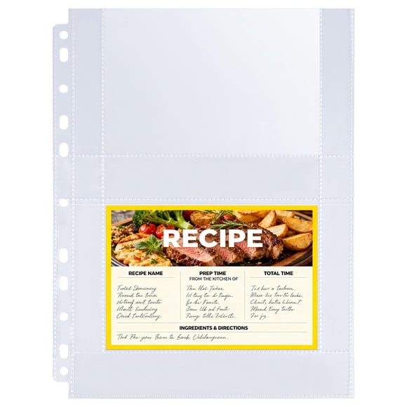 30 Pack 120 Pockets 4x6 Recipe Card Sleeves,3 Ring Binder Recipe Card Protector Pagesï¼