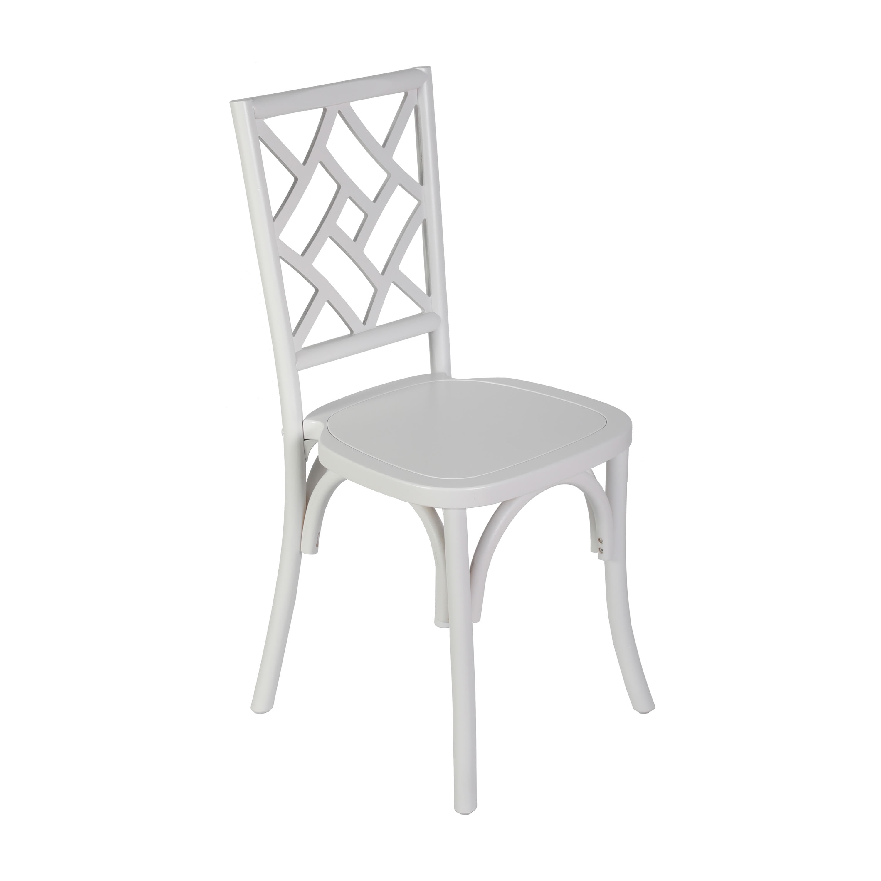 Merrick Lane Solid Wood Dining Chair with Stackable Design, Ornate Seat Back Accenting, and Elegant Finish in White