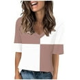 thumbnail image 2 of Women's Tops Under $10 Free Shipping Fashion Casual Printed Short-Sleeved V-Neck T-Shirt Yop, 2 of 5