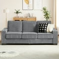 thumbnail image 3 of Lunale 83" Corduroy Sofa with Cup Holders, Modern 3-Seater Couch for Living Room, Apt., Gray, 3 of 11