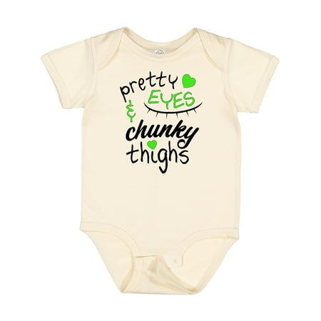 

Inktastic Pretty Eyes and Chunky Thighs Green Hearts Gift Baby Boy or Baby Girl Bodysuit