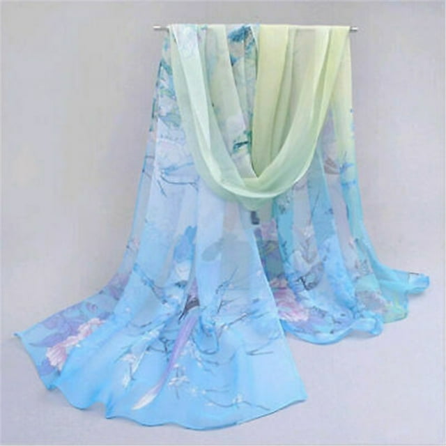 EYIIYE Foulard à Imprimé Floral pour Femmes, Châle de Cou en Mousseline Respirante