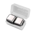 thumbnail image 1 of Cubitos de hielo portátiles, fáciles de usar, set de regalo de enfriamiento rápido con caja de almacenamiento para whisky 2 piezas de plata, 1 of 9