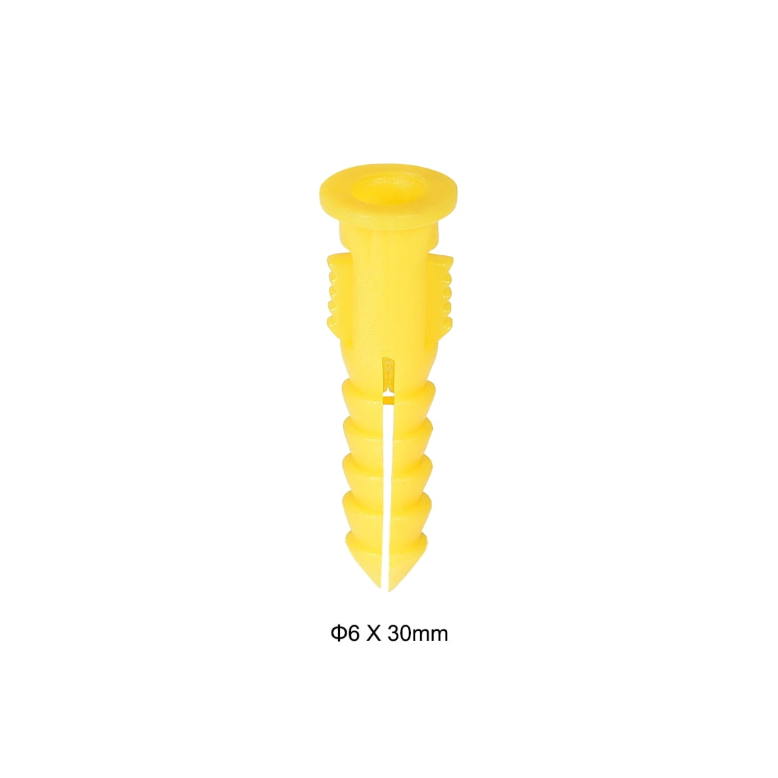 6mmx30mm Plastic Expansion Pipe Wall Anchor Screw Yellow 100pcs 