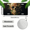 thumbnail image 2 of 1 Pcs 2D Flat License Plate Covers & Frames, Flowercovered Skull For Decorative Front, Waterproof For Decoration Aluminum License Plate Covers & Frames Cover For Men Women, 12" X 6", 2 of 7