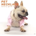 thumbnail image 2 of Collar metálico para mascotas, joyería para mascotas, collar de felpa para gatos y perros, estilo francés, cadena dorada grande de 45 cm + 7 cm., 2 of 5