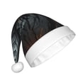thumbnail image 2 of KLL Christmas Hats for Adults Plush Full Moon Black Dragon Print Santa Hat Xmas Fluffy Santa Claus Hat for Women Men, 2 of 6