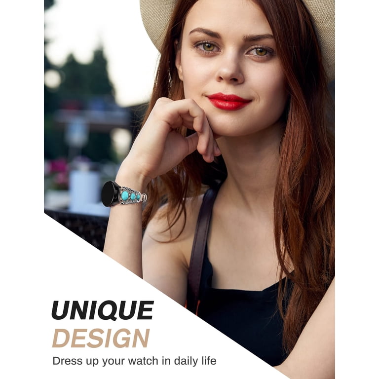 Toyouths Turquoise Leather Boho Vintage Watch Band  display picture 1