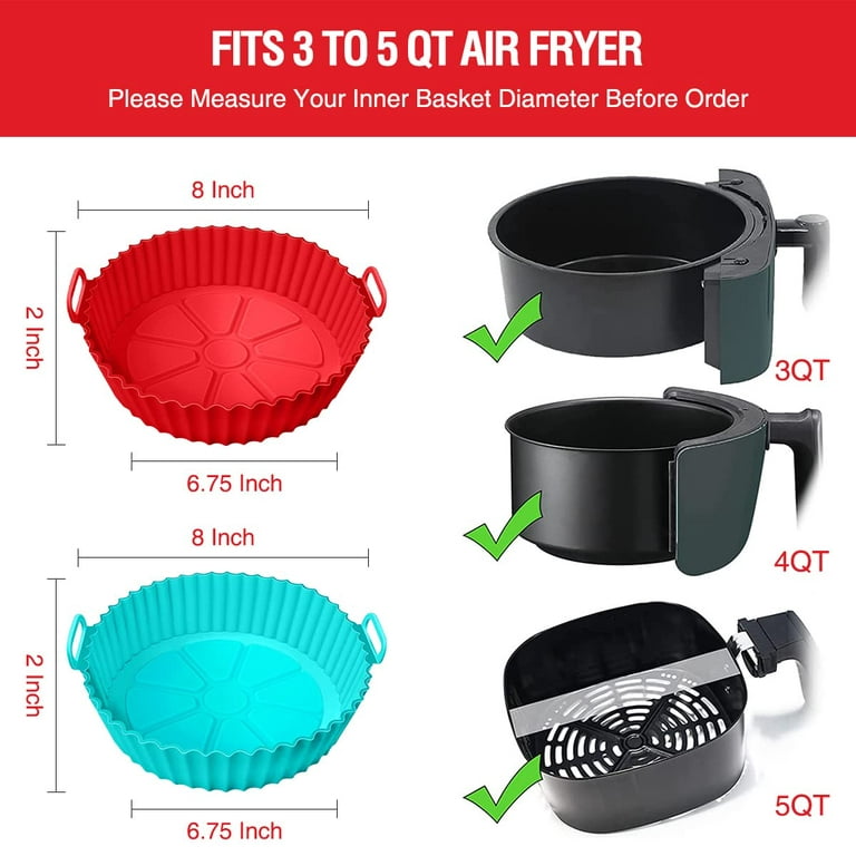 Air Fryer Silicone Liners Reusable,3-Pack Silicone Air Fryer Liners 8 inch  with Silicone Gloves, Baking Tray Oven Accessories Liner Paper Fits 3QT -  5QT Air Fryer - Yahoo Shopping