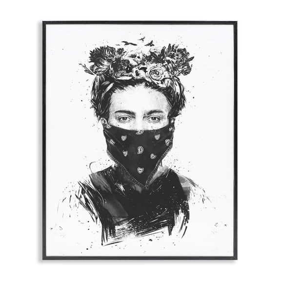 Stupell Industries Modern Rebel Girl Female Portrait Black Framed Giclee Art, 11 x 14, by Balazs Solti