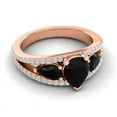 thumbnail image 2 of 2.00 Carat Pear Cut Black Onyx Gemstone & Natural Diamond Stylish Three Stone Ring for Women Solid 14K Rose Gold Size 11.5 by Diamond-Capitals, 2 of 8