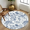 thumbnail image 3 of Blue Botanical Round Area Rug 5 FT, Non Slip Bedroom Area Rug, Vintage Botanical Birds Washable Soft Circular Carpet Non-Shedding Floor Mat for Kitchen Dining Room Foyer Balcony Dorm, 3 of 9