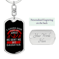 thumbnail image 2 of Angel Father Daughter  Mom Stainless Steel or 18k Gold Premium Swivel Dog Tag Keychain, 2 of 16