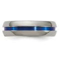 thumbnail image 4 of Edward Mirell Titanium with Blue Anodized Center Stripe Domed 7mm Band, 4 of 6