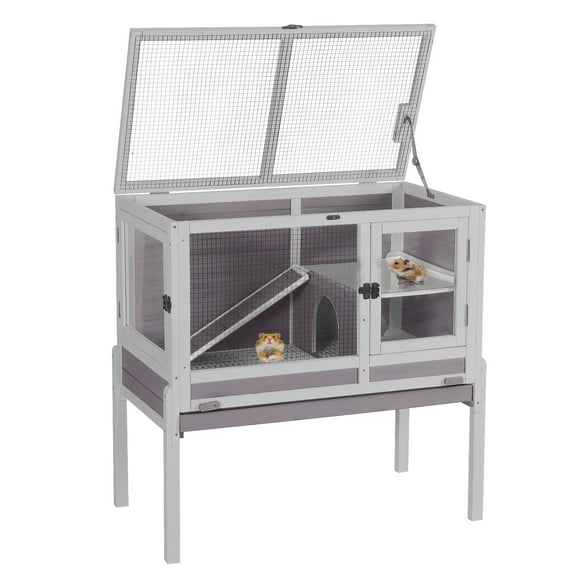 Aivituvin Guinea Pig Cages Indoor Rabbit Hutch with Removable Stand Anti Chewing Wooden