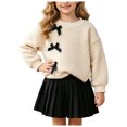 thumbnail image 5 of Mnyotv Spring Fall Clothes for Girls Long Sleeve Bow Tops and Skirts 2Pcs Sets Back to School Outfits Size 4Y, 5 of 6