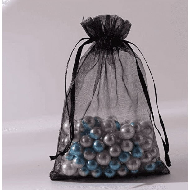 Laklulu ShangGe 100 bolsas de regalo con cordón transparente de 4 x 6 pulgadas (10 x 15 cm), bolsas de regalo de organza negra para bodas, fiestas, joyas, festivales (verde militar, 5 x 7 pulgadas)
