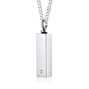 Cremation Urn Necklace Pendant Men- Stainless Steel Bar Ashes Cremation Memorial Jewelry 24" Chain
