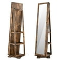 thumbnail image 2 of Rotatable jewelry cabinet with full body mirror, 360 degree rotatable lockable stand, brown, 2 of 4