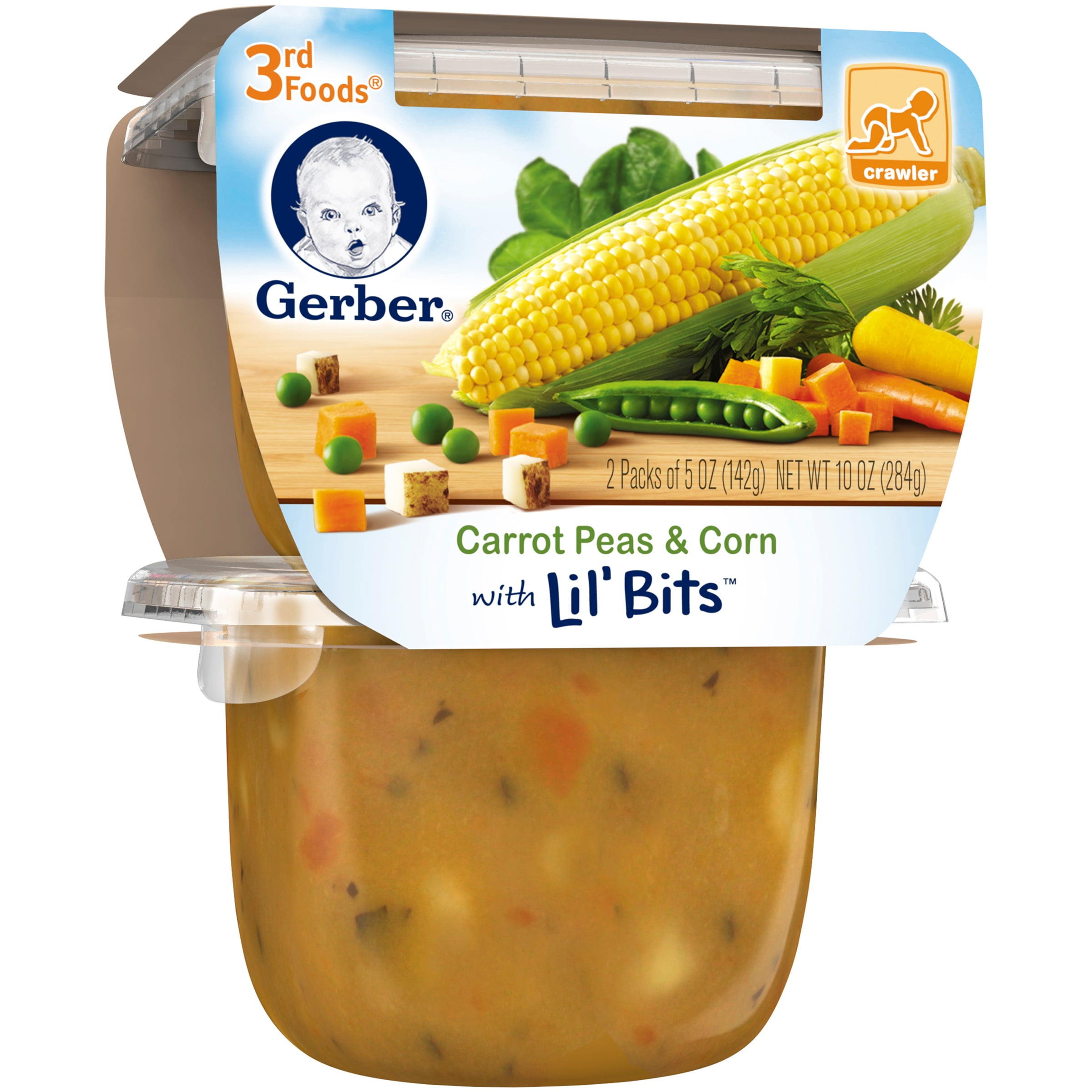 Gerber 3rd Foods Lil Bits Carrot Peas & Corn Baby Food, 2-5 oz Tubs