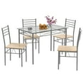 thumbnail image 1 of Costway 5 Piece Dining Set Table And 4 Chairs Glass Top Kitchen Breakfast Furniture, 1 of 10