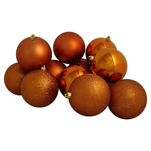 Northlight 12ct Shatterproof 4-Finish Christmas Ball Ornament Set 4” - Orange
