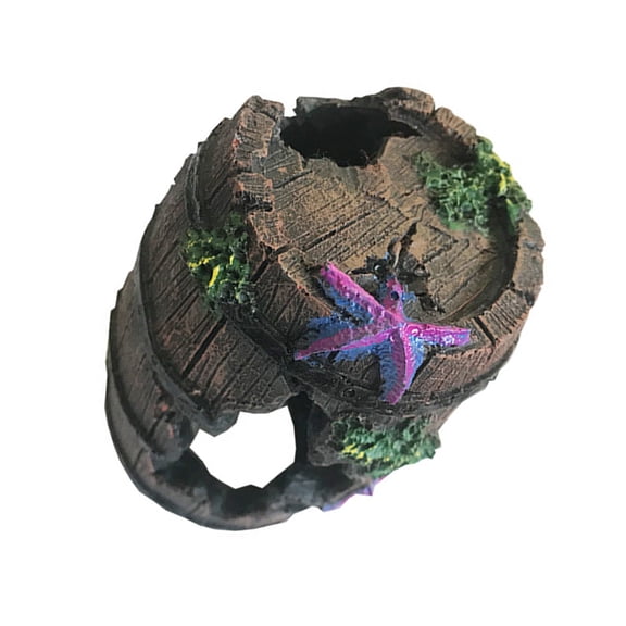 OUNONA Fish Tank Decor Fake Aquarium Decoration Wine Barrel Decoration Travel 6.5X10CM