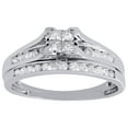 thumbnail image 3 of Quad Princess Diamond Wedding Bridal Set 10K White Gold Engagement Ring 0.47 Ct, 3 of 5