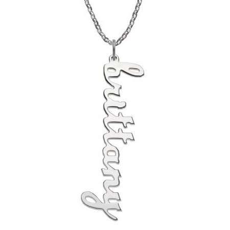 Personalized Planet Women's 10K White Gold Vertical Lowercase Script Name Necklace