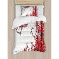 thumbnail image 3 of Ambesonne Traditional House Japanese Cherry Blossom Sakura Branch Made with Brush Artsy Image Duvet Cover Set, 3 of 3