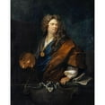 thumbnail image 2 of Johann Rudolf Huber the elder 12x14 Gold Ornate Wood Frame and Double Matted Museum Art Print Titled - Self-Portrait with Family Coat of Arms (1710), 2 of 4