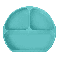 Octopod® Silicone Suction Triangle Plate for Babies and Toddlers – BPA-Free, Non-Slip Divided Plate for Baby-Led Weaning, Self-Feeding, and Mess-Free Mealtime (Turquoise)