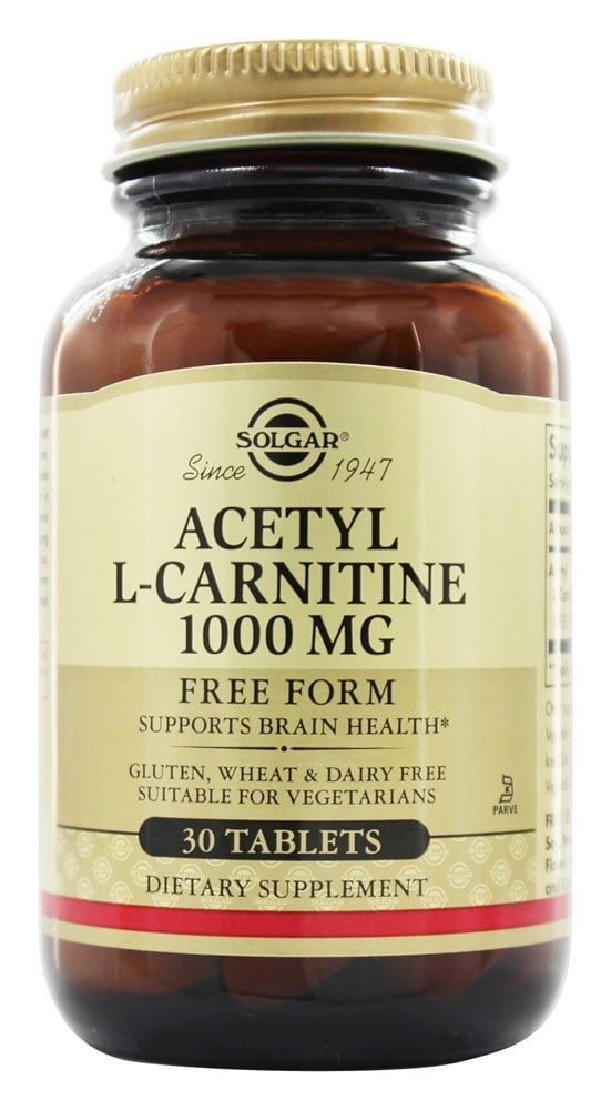 Solgar Acetyl LCarnitine Free Form 1000 mg. 30 Tablets