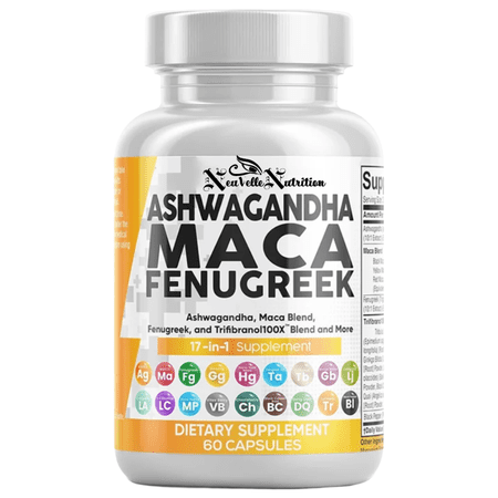 17-in-1 Ashwagandha Maca Fenugreek Herbal Supplement | Adaptogenic Energy, Vitality & Balance Blend | Tribulus, Ginseng, Tongkat Ali, Ginkgo, Grape Seed, Black Pepper | 60 Capsules
