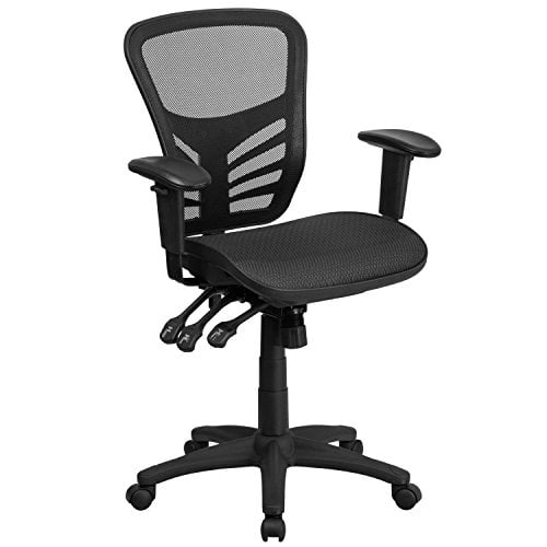 Flash Furniture Hl 0001t Gg Multi Function Triple Paddle Control And Height Adjustable Arms Mid Back Black Mesh Executive Swivel Office Chair Walmart Com Walmart Com